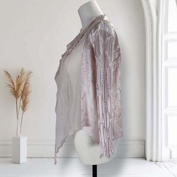 Komarov 2-Piece Hanky Hem Midi Dress & Chiffon Jacket Pink Beaded Neck Size S - Picture 8 of 16